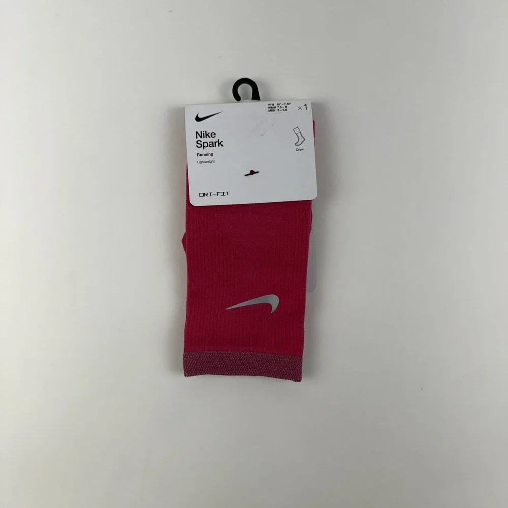 New Womens Nike Spark Lightweight Pink Running Crew Socks Size 7.5-9